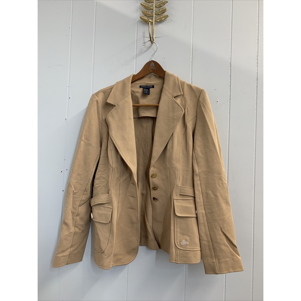 Boston Proper Coat Women's Size 16 Brown Soft Overcoat Long Sleeve Button Jacket